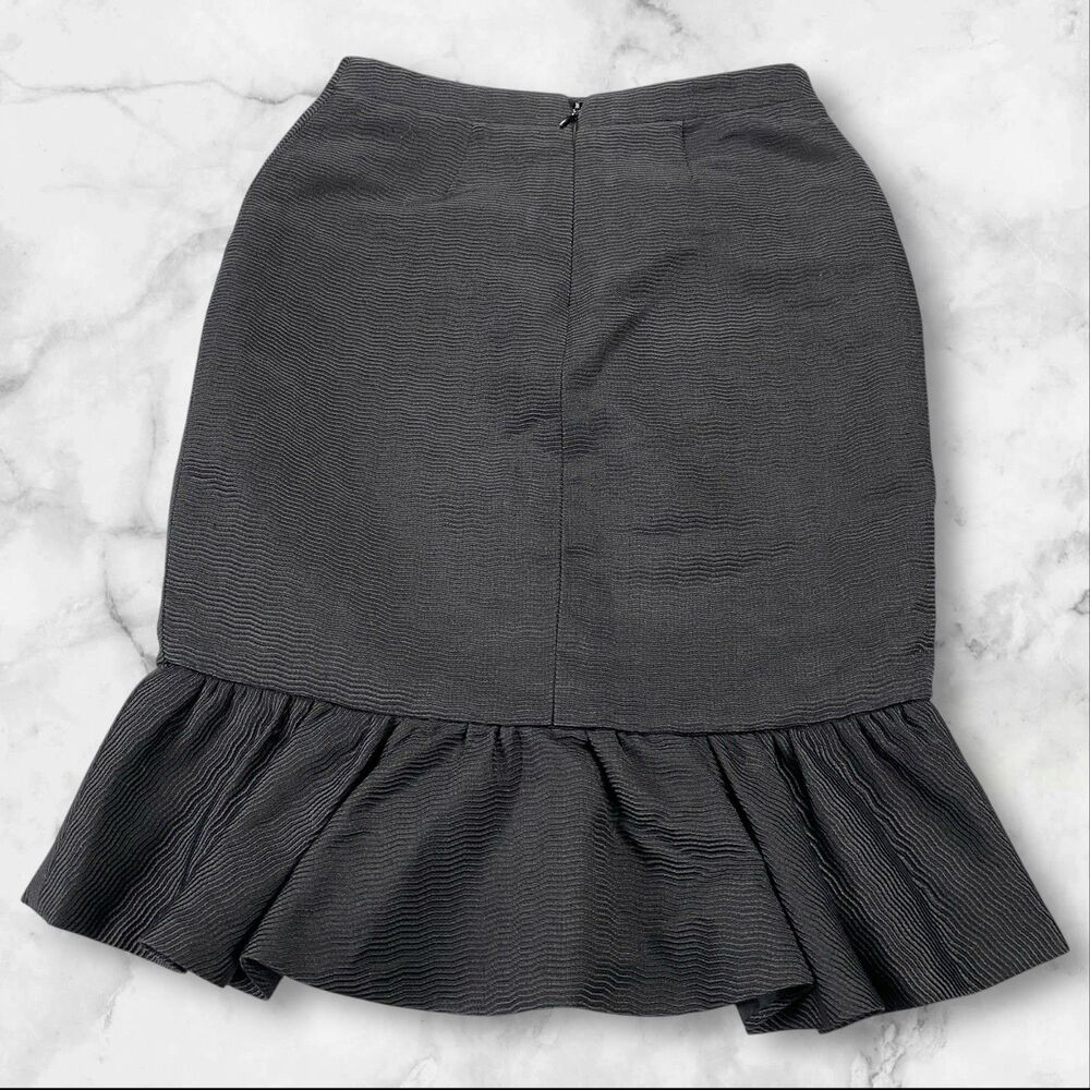 Marlowe Black Peplum Hem Pencil Skirt Wool Silk Made in Italy Womens Size 36(5.5
